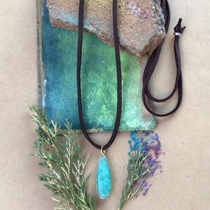 Amazonite Leather Cord Necklace Sundance Charm